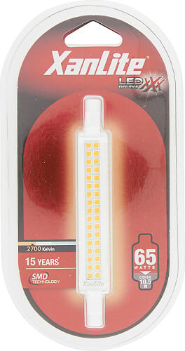 XANLITE - Ampoule LED crayon R7S - Aluminium - Blanc chaud 2700K - 8W - large