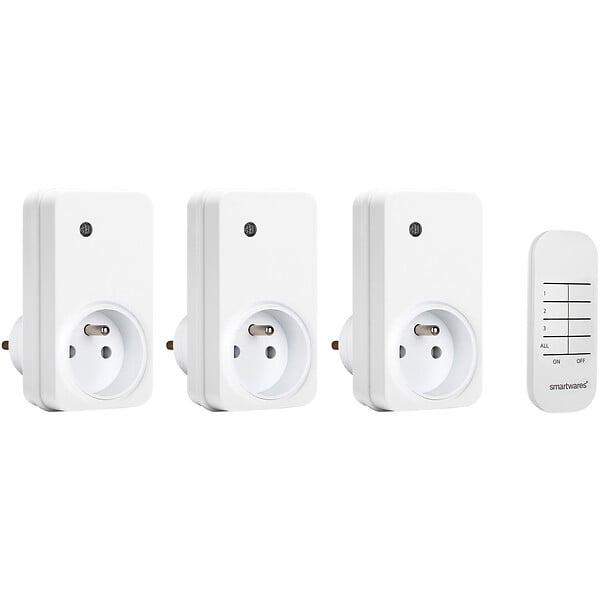 SMARTWARES - Kit de 3 prises commandées avec télécommande - large