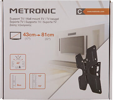 METRONIC - Support TV inclinable et orientable (28-42") - Noir - 25 kg - large