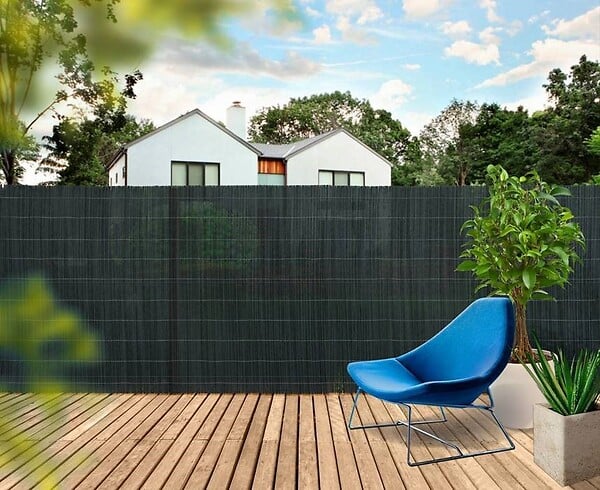 NORTENE - Canisse synthétique, imitation osier naturel -  Gris anthracite - 1x3m - large