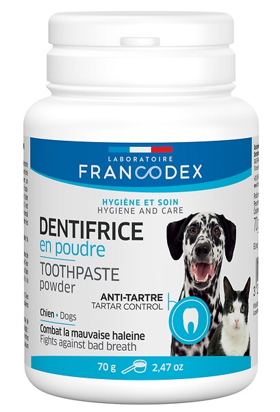 FRANCODEX - Dentifrice en poudre chien et chat - 70g - Anti-tartre - large