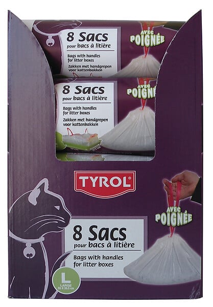 TYROL - Sacs pour bac à litière TYROL grand modèle 50 x 38.5 cm rouleau 8 sacs - large