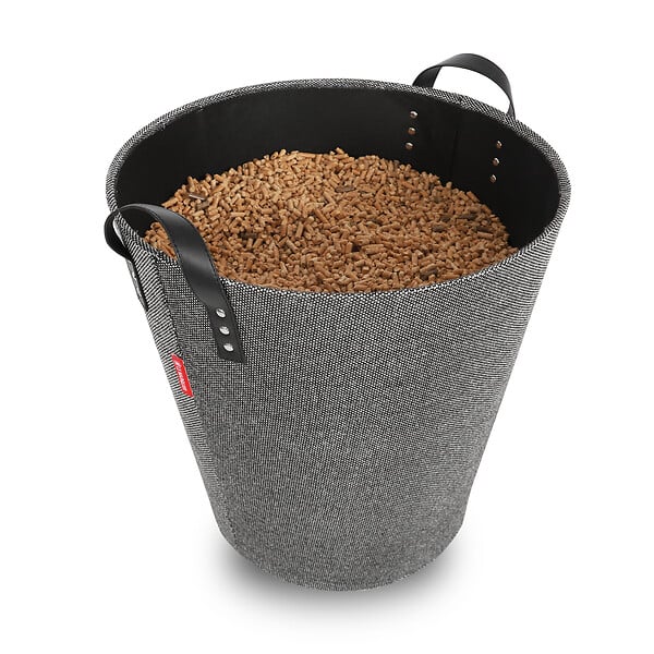 MARQUIER - Panier à bûches rond - Tissu gris chiné foncé - 44x45cm - large