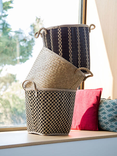 LE MARQUIER - Panier à bûches fibres végétales Corda Noir 40cm - large