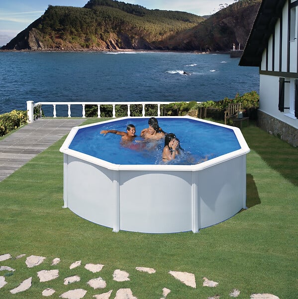 GRE - Piscine avec filtration sable  - Ronde - Acier - D3,70xH1,22m - large