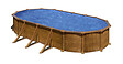 GRE - Piscine ovale acier 7,44x3,99x H1,32m - Imitation bois - vignette
