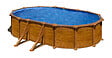 GRE - Piscine ovale acier 6,34m x 3,99m x H. 1,32m - imitation bois - vignette