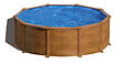 GRE - Piscine ronde acier d.4,80m x H. 1,32m - imitation bois - vignette