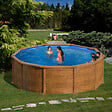 GRE - Piscine ronde acier d.3,70m x H. 1,32m - Imitation bois - vignette
