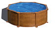 GRE - Piscine ronde acier d.3,70m x H. 1,32m - Imitation bois - vignette