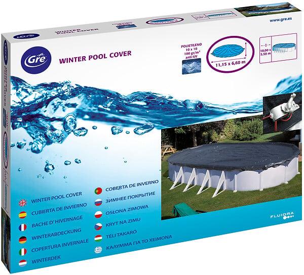 GRE - Bâche hivernage tendeur piscine ovale - 5x3m - 120g-m2 - large