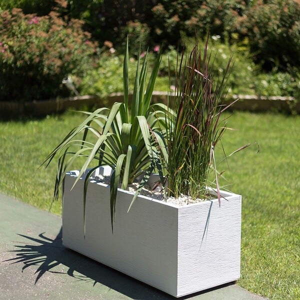 EDA - Jardinière rectangulaire 100cm Graphit H43.5cm 98L – blanc cérusé - large
