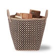 LE MARQUIER - Panier à bûches - Tressé palmier - Damier - Noir - 40cm - vignette