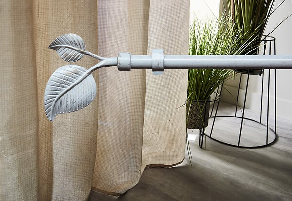 MODE DE VIE - Kit de tringle feuille extensible - Blanc/Doré - 120/210cm - D16/19mm - large