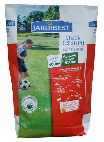 JARDIBEST - Gazon à semer ultra résistant - 10kg - large