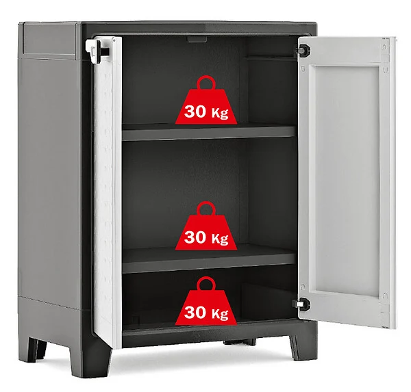 KETER - Armoire basse en resine - Gris et noir - 100x80x44cm - large