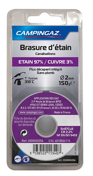CAMPINGAZ - Fil d'étain diamètre 2mm - 150g - Sans plomb - large