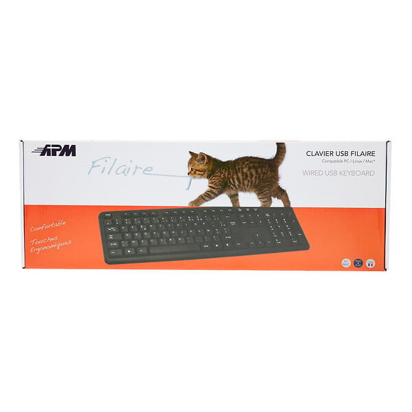 APM - Clavier USB filaire AZERTY - 105 touches - Noir - large