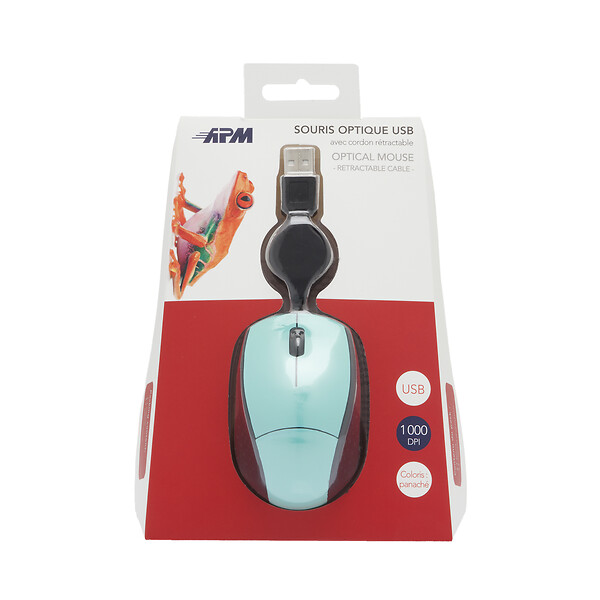APM - Souris optique usb avec cable retractable - large