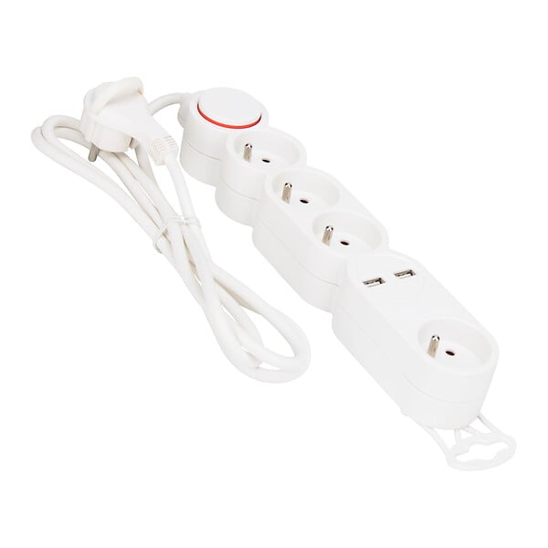 MC KENZIE - Bloc de 4 prises 2 USB - Blanc - large