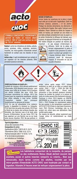 ACTO - Insecticide aérosol Choc Action Foudroyante - 200ml - large