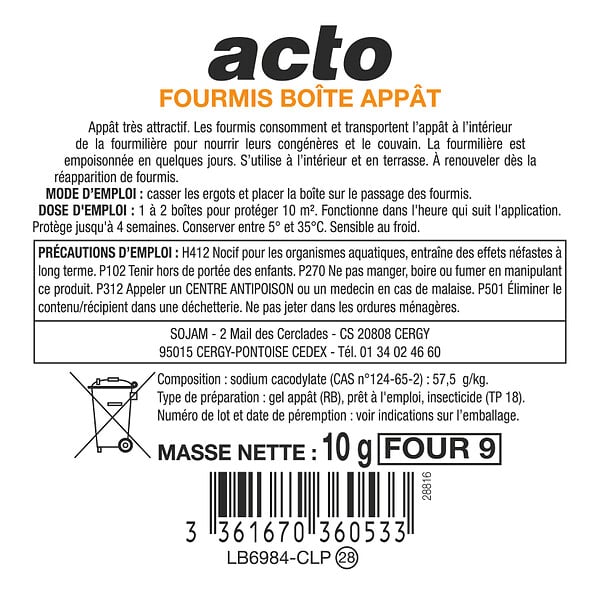 ACTO - Boîte-appât fourmis - Gel insecticide - 10 g - large