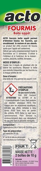ACTO - Boîtes appât fourmis - Plastique - 2x10 g - large