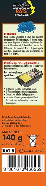 ACTO - Appât rodenticide anti-rats - 7 sachets de 20 g - large