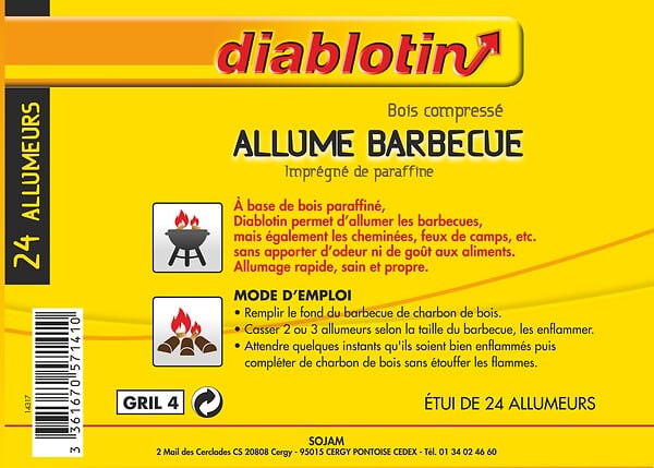 DIABLOTIN - Allume-feu cubes de bois compressé - Argenté - 24 allumeurs - large