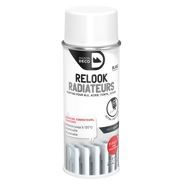 MAISON DECO - Bombe de peinture radiateurs blanc satin 400ml - large