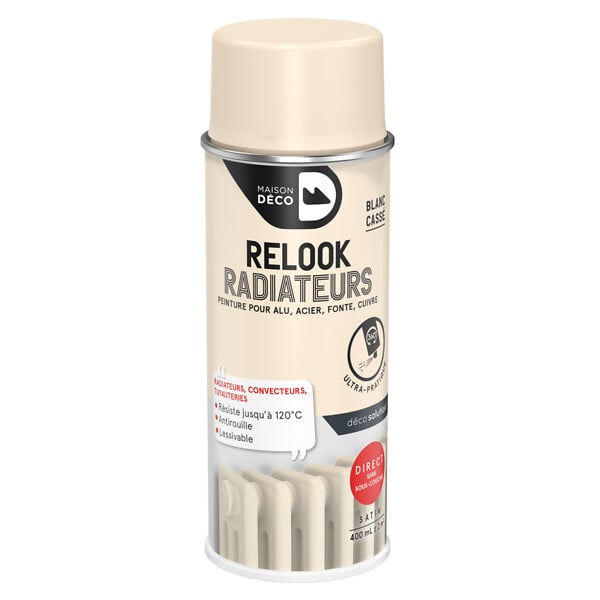 MAISON DECO - Peinture aérosol relook radiateurs blanc cassé satin 400 ml - large