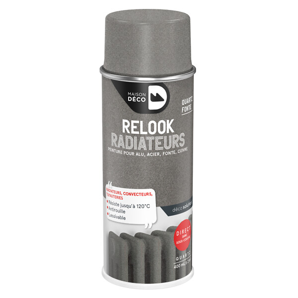 MAISON DECO - Bombe de peinture radiateurs fonte - Quartz fonte - 400ml - large
