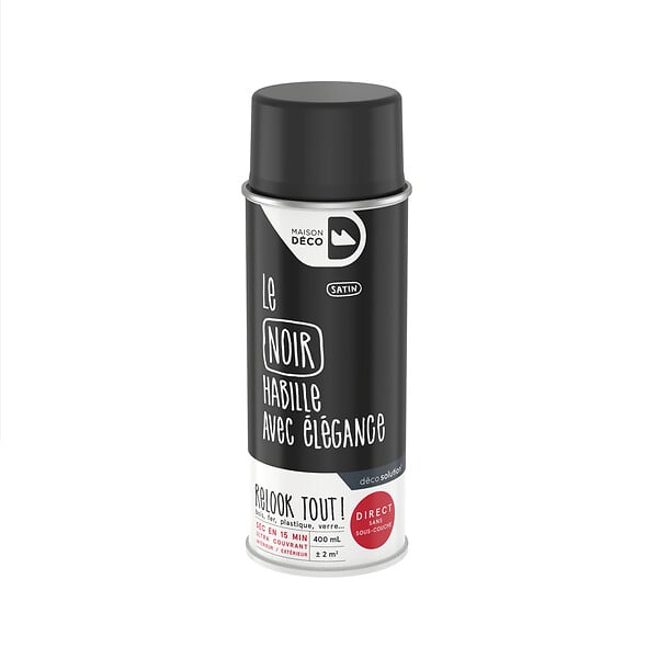 MAISON DECO - Bombe de peinture Relook Tout - Noir - Satin - 400ml - large