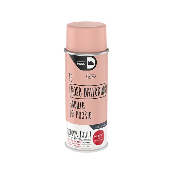 MAISON DECO - Peinture aérosol Relook Tout - Rose ballerine - Satin - 400ml - large