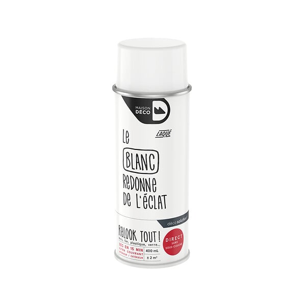 MAISON DECO - Peinture aérosol Relook Tout - Blanc - Brillant - 400ml - large