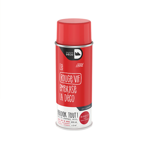 MAISON DECO - Bombe de peinture Relook Tout - Rouge vif - Brillant - 400ml - large