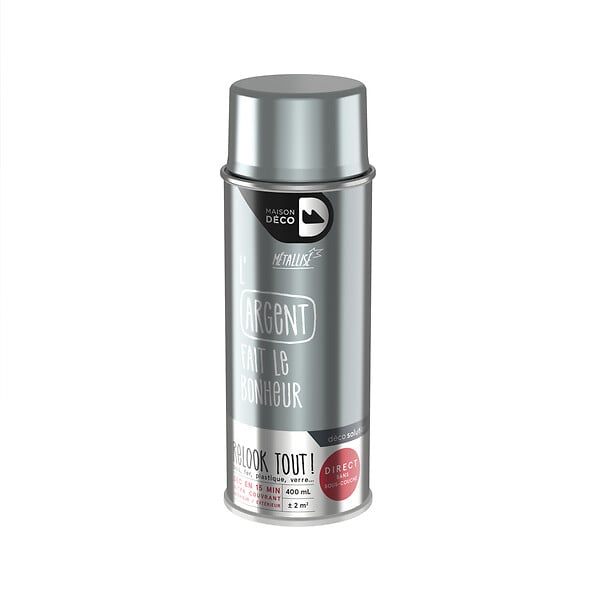 MAISON DECO - Bombe de peinture Relook Tout - Argent - Métallique - 400ml - large