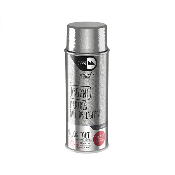 MAISON DECO - Bombe de peinture Relook Tout - Argent - Martelé - 400ml - large