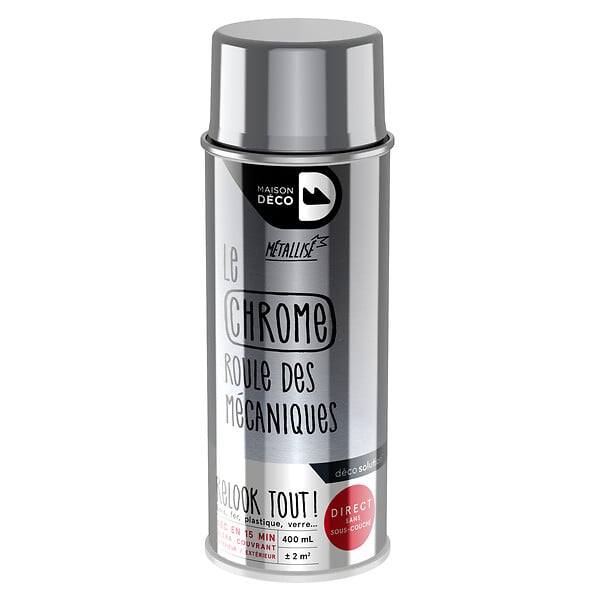 MAISON DECO - Bombe de peinture Relook Tout - Chrome - Métallique - 400ml - large