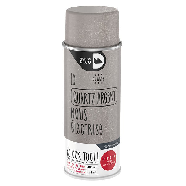 MAISON DECO - Bombe de peinture Relook Tout - Argent - Quartz- 400ml - large