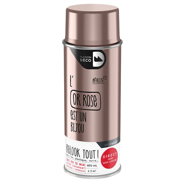 MAISON DECO - Bombe de peinture Relook Tout - Or rose - Métallique - 400ml - large