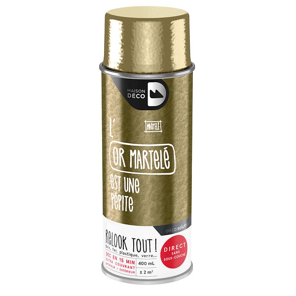 MAISON DECO - Peinture aérosol Relook Tout - Or - Martelé - 400ml - large