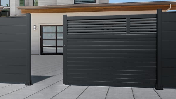 ELSEALU - Portail alu coulissant Wilder 3750x1634mm gris 7016STR - large