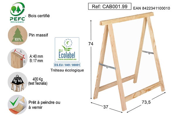 ASTIGARRAGA KIT LINE - Tréteau pin standard section 40x17mm - large
