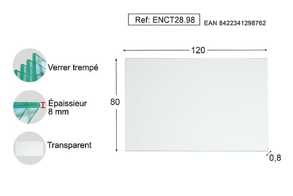 ASTIGARRAGA KIT LINE - Plateau verre transparent 120x80cm - large