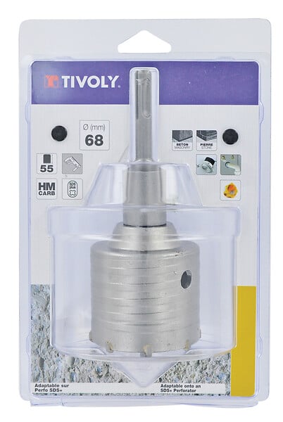 TIVOLY - Kit trépan carbure SDS+ Essential - D80mm - large