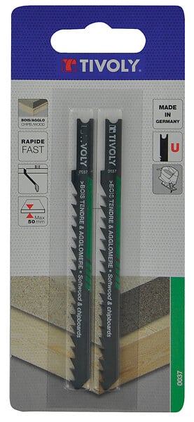 TIVOLY - 2 lames de scies sauteuses L100mm, bois tendre & aggloméré - large
