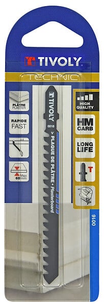TIVOLY - Lame de scie sauteuse plâtre attache T, L132mm - large