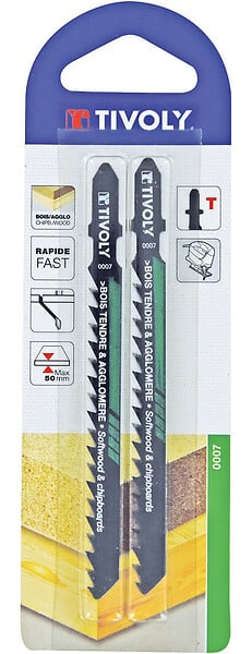 TIVOLY - 2 lames scies sauteuses bois tendre & agglo, attache T, L100mm - large
