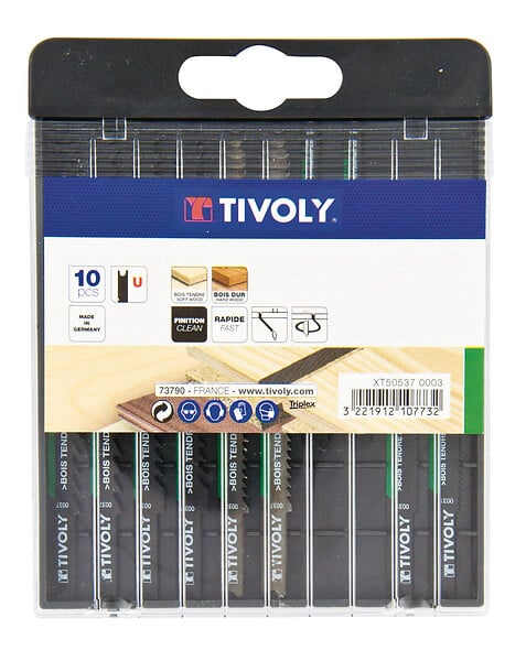 TIVOLY - Coffret 10 lames scies sauteuses bois, attache U. - large